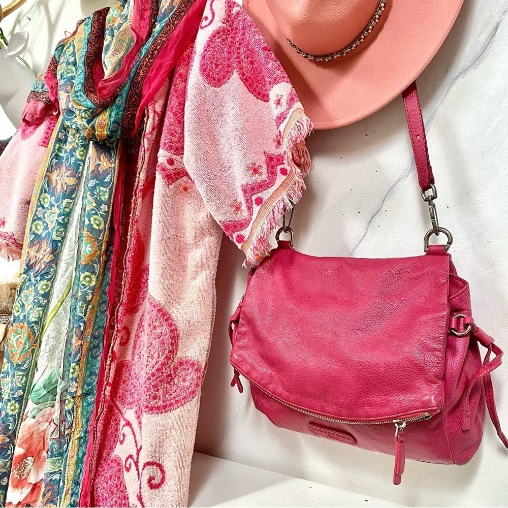 LIEBSKIND Berlin HOT PINK leather crossbody/clutch convertible bag